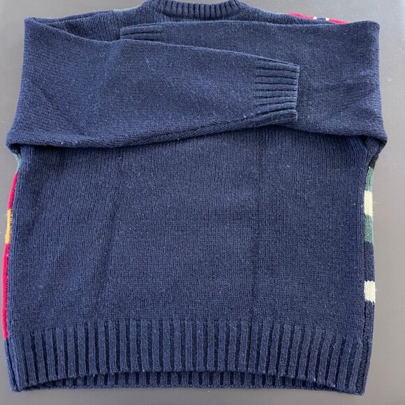 Vintage Y2K American Eagle Men Sweater Size XL 100% Wool Flag Patchwork Preppy - Picture 12 of 15